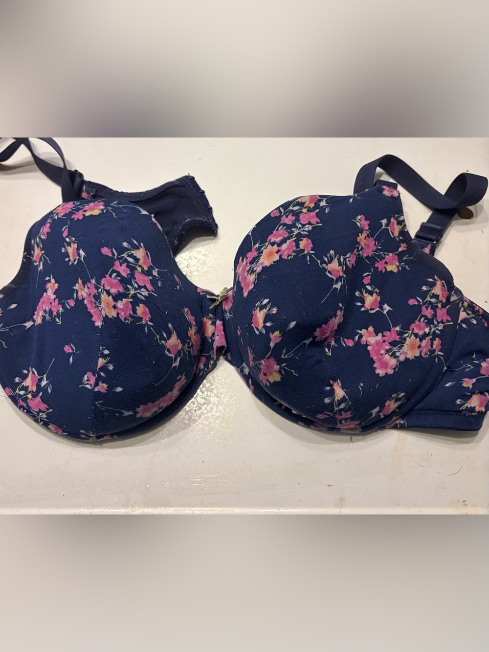 Navy and Pink Flower Cacique Plus Size Bra